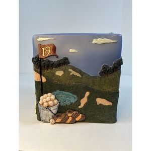 Vintage 3D Golf Green Scene Tissue Box Holder Cover 18th Hole Decorative